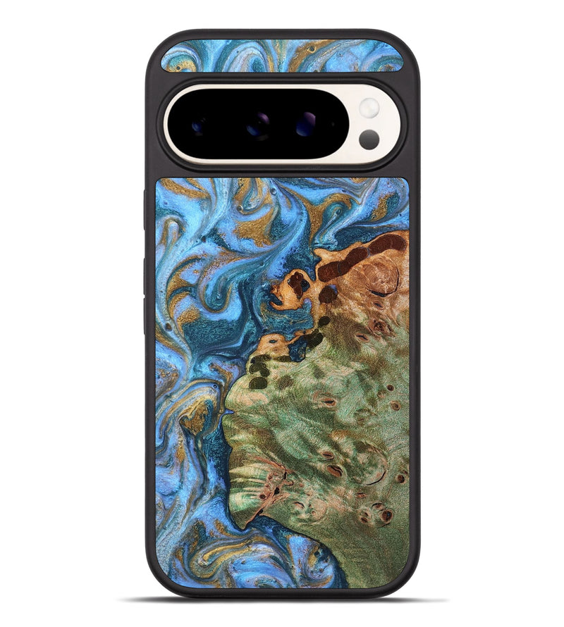Pixel 9 Pro XL Wood Phone Case - Abner (Teal & Gold, 819357)