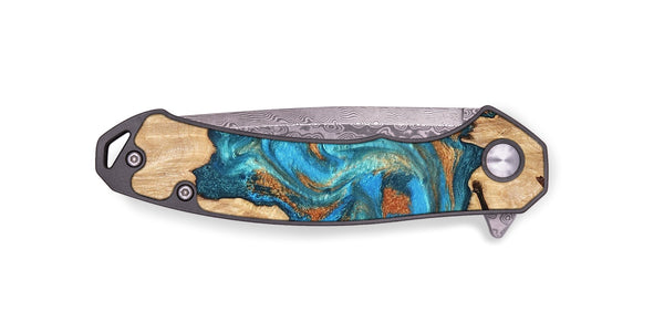 EDC Wood Pocket Knife - Adam (Teal & Gold, 819358)