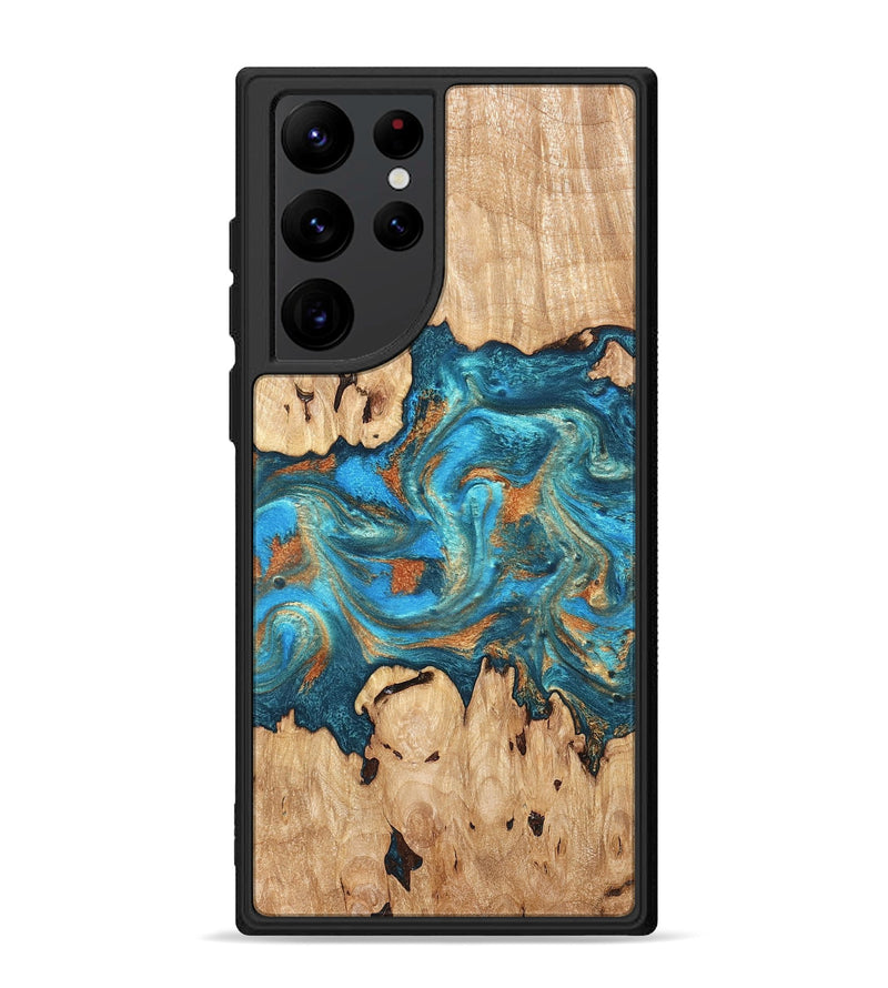 Galaxy S22 Ultra Wood Phone Case - Adam (Teal & Gold, 819358)