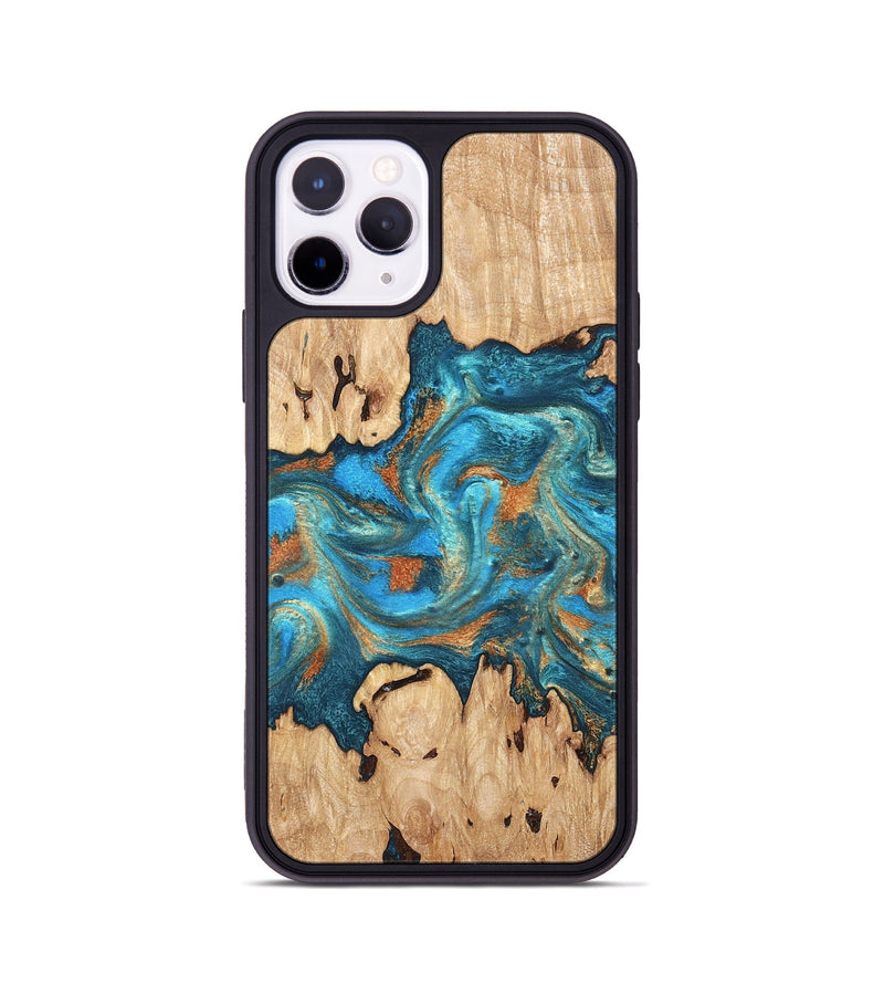 iPhone 11 Pro Wood Phone Case - Adam (Teal & Gold, 819358)