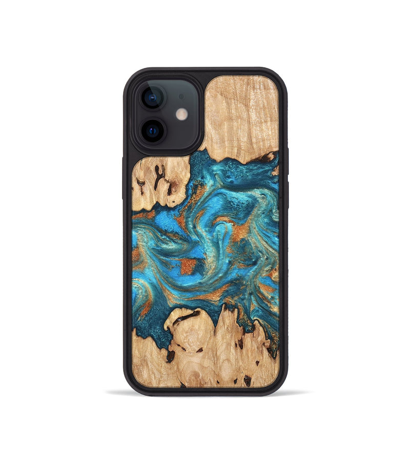 iPhone 12 mini Wood Phone Case - Adam (Teal & Gold, 819358)