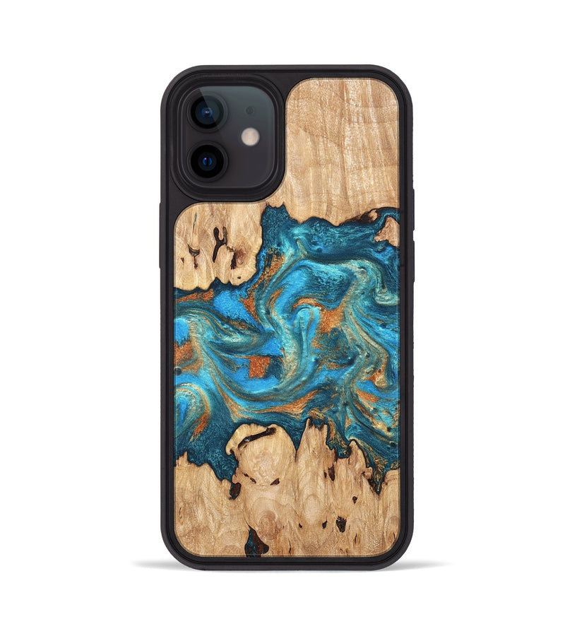 iPhone 12 Wood Phone Case - Adam (Teal & Gold, 819358)