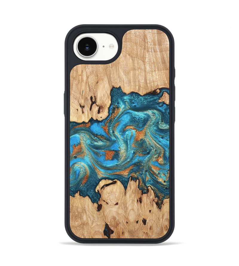 iPhone 16e Wood Phone Case - Adam (Teal & Gold, 819358)
