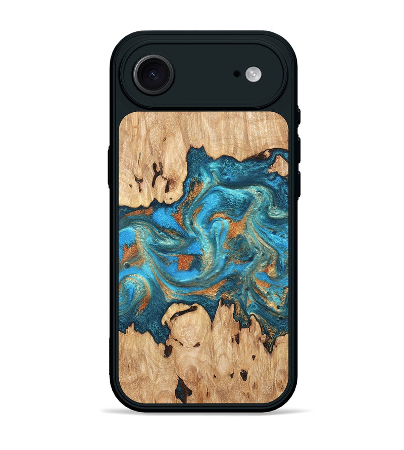 iPhone 17 Air Wood Phone Case - Adam (Teal & Gold, 819358)