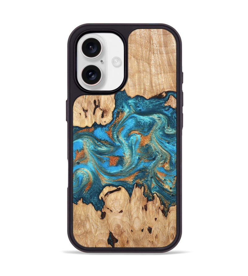 iPhone 17 Wood Phone Case - Adam (Teal & Gold, 819358)