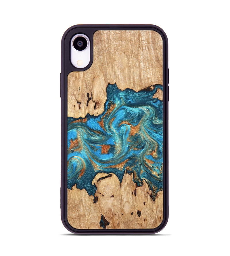 iPhone Xr Wood Phone Case - Adam (Teal & Gold, 819358)