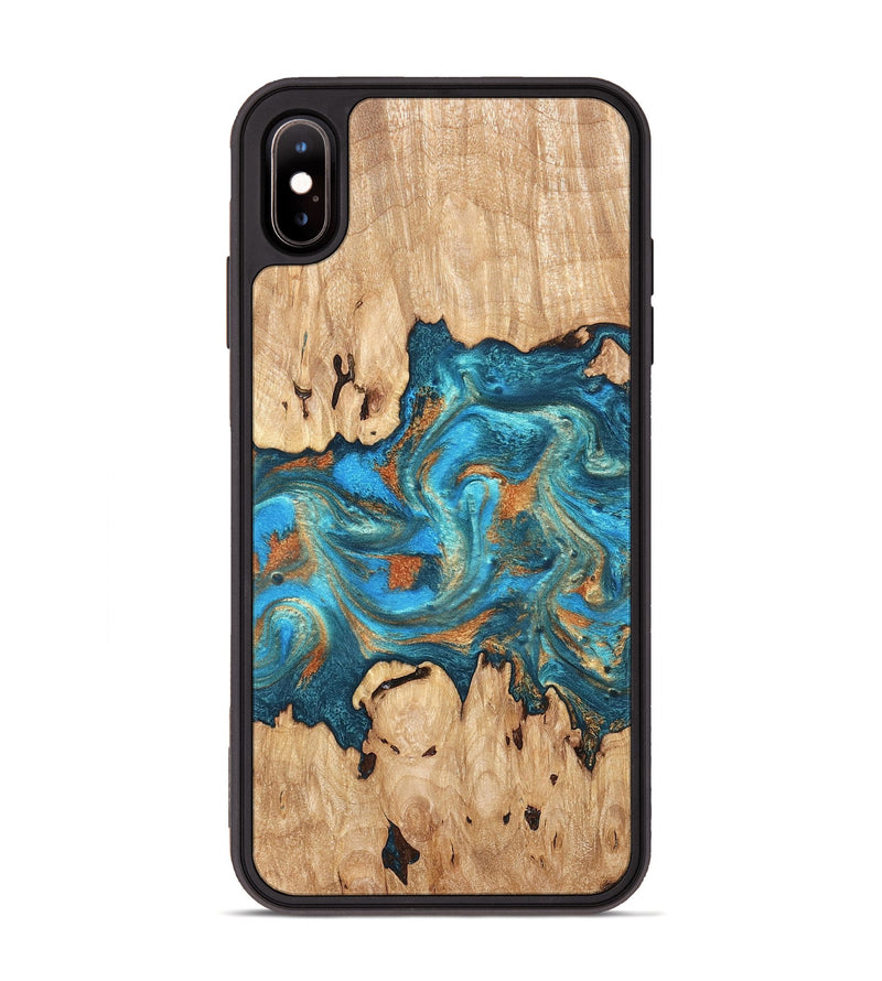 iPhone Xs Max Wood Phone Case - Adam (Teal & Gold, 819358)