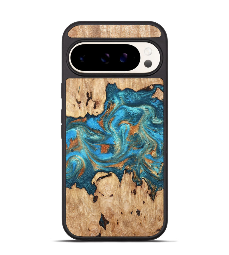 Pixel 9 Wood Phone Case - Adam (Teal & Gold, 819358)
