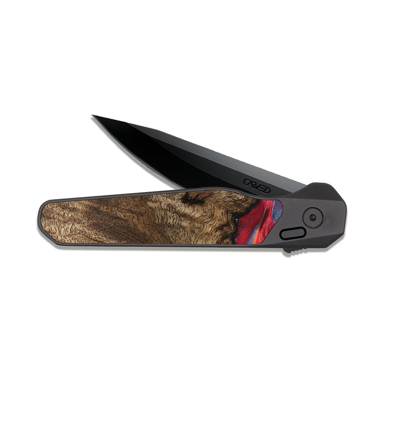 EDC Dark Slate Wood Pocket Knife - Devonte (Red, 819361)