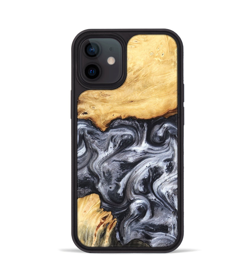 iPhone 12 Wood Phone Case - Coral (Black & White, 819363)