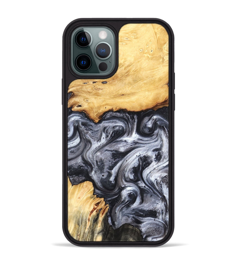 iPhone 12 Pro Max Wood Phone Case - Coral (Black & White, 819363)