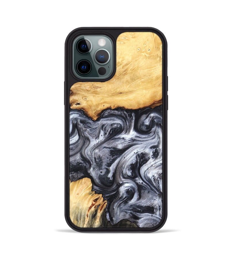 iPhone 12 Pro Wood Phone Case - Coral (Black & White, 819363)