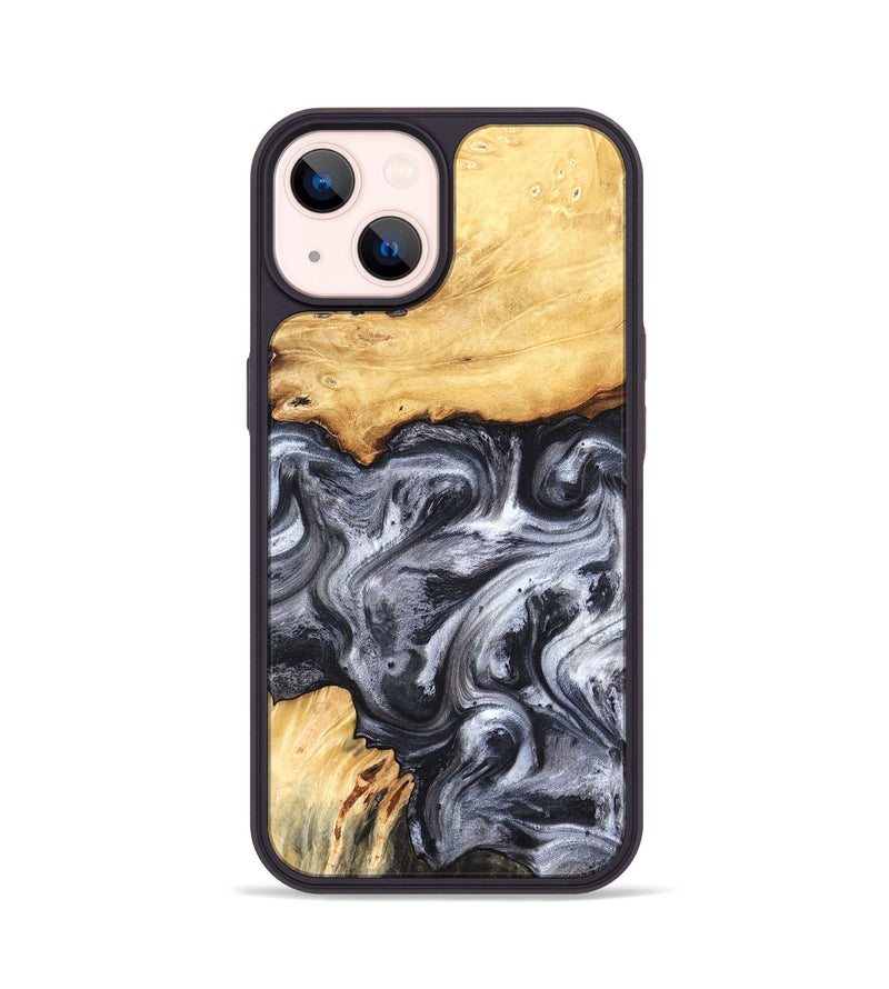iPhone 14 Wood Phone Case - Coral (Black & White, 819363)
