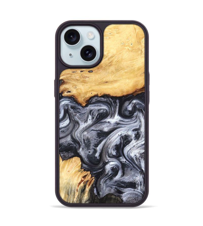 iPhone 15 Wood Phone Case - Coral (Black & White, 819363)