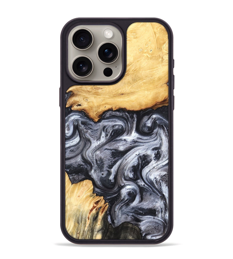 iPhone 15 Pro Max Wood Phone Case - Coral (Black & White, 819363)