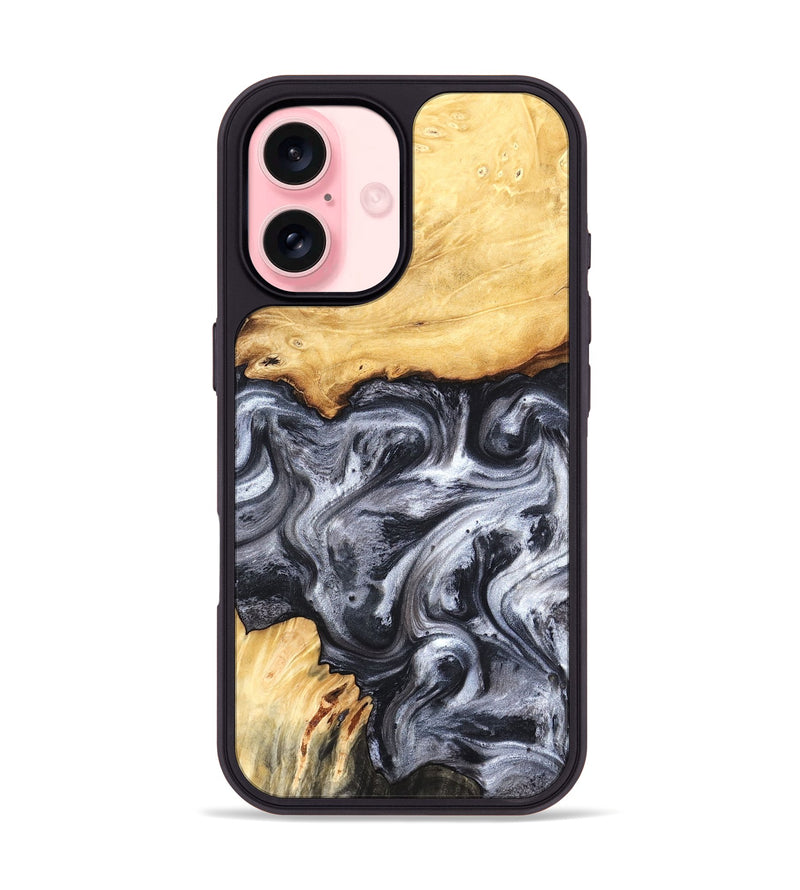 iPhone 16 Wood Phone Case - Coral (Black & White, 819363)