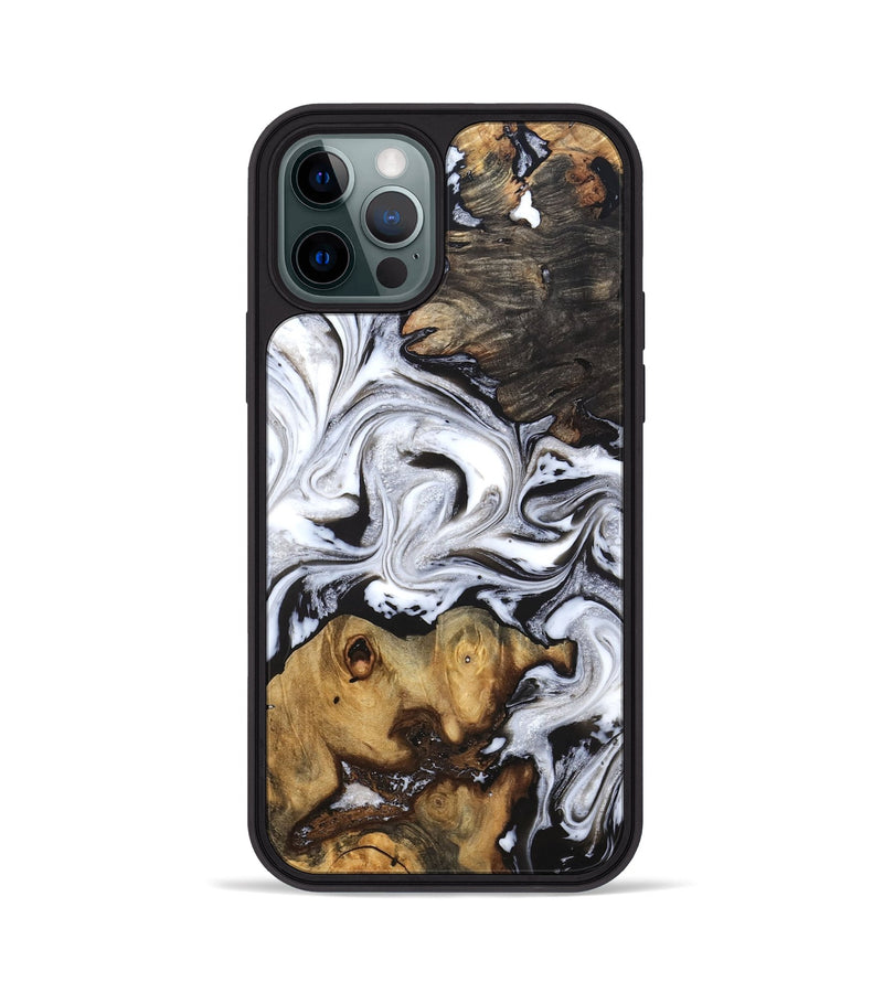 iPhone 12 Pro Wood Phone Case - Libbie (Black & White, 819364)