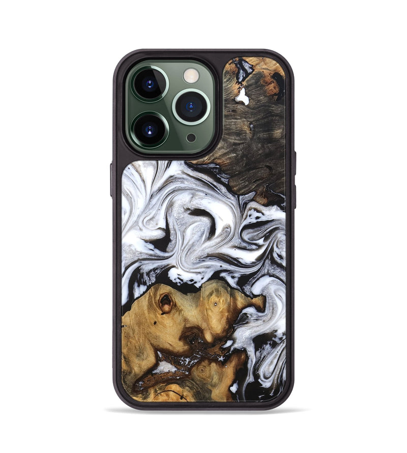 iPhone 13 Pro Wood Phone Case - Libbie (Black & White, 819364)