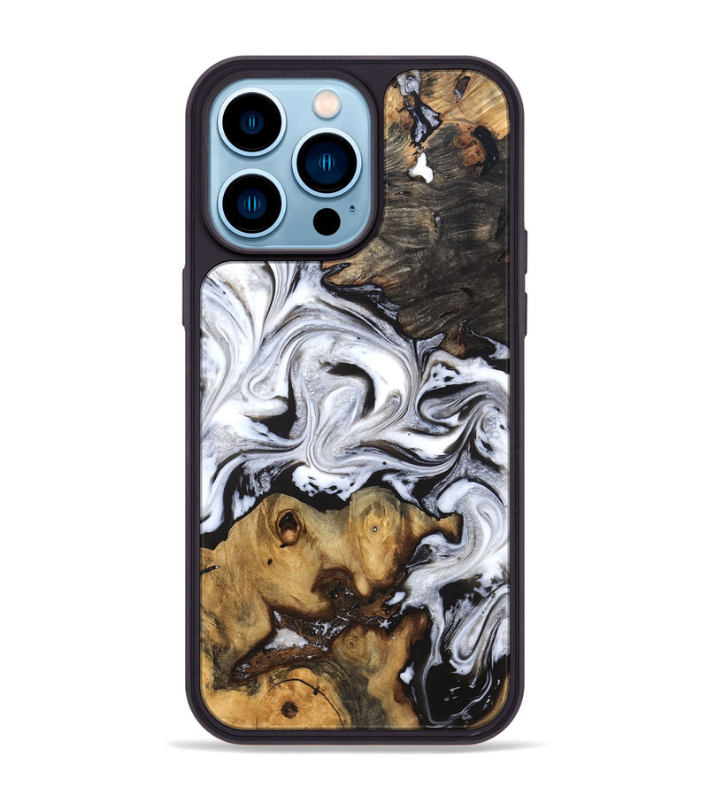 iPhone 14 Pro Max Wood Phone Case - Libbie (Black & White, 819364)