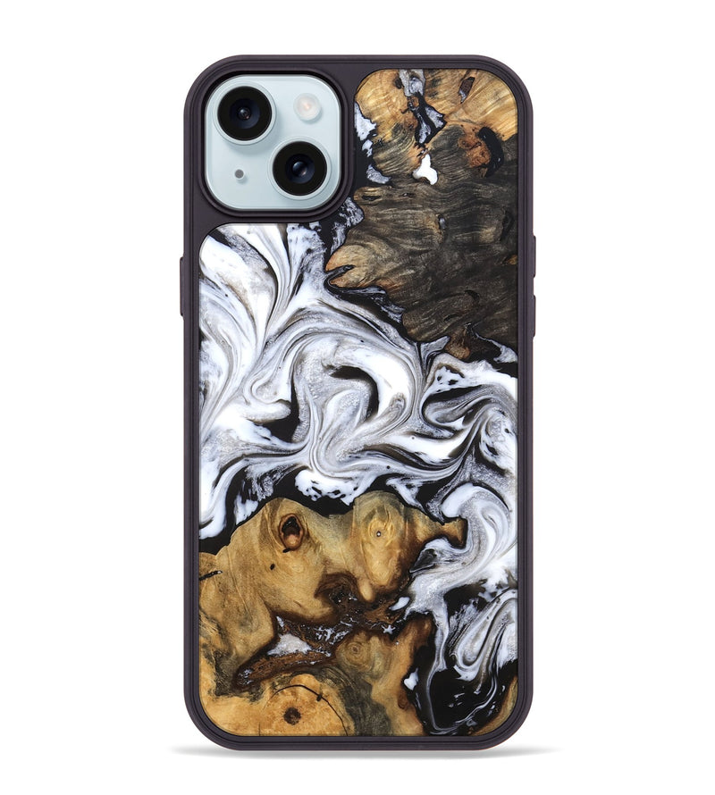 iPhone 15 Plus Wood Phone Case - Libbie (Black & White, 819364)