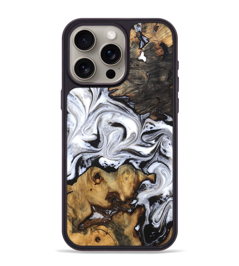 iPhone 15 Pro Max Wood Phone Case - Libbie (Black & White, 819364)
