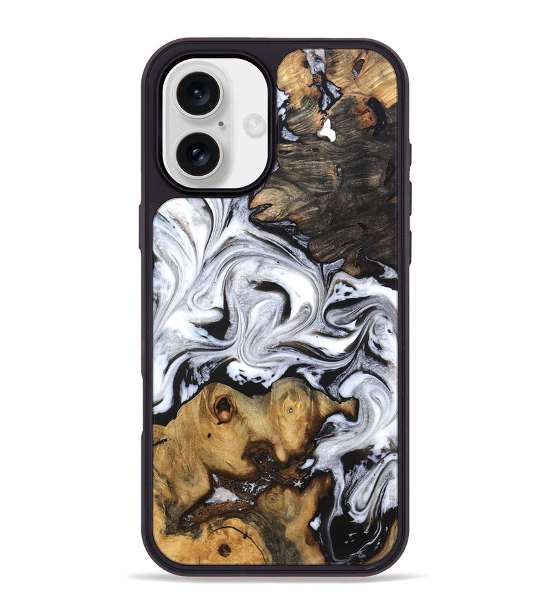 iPhone 16 Plus Wood Phone Case - Libbie (Black & White, 819364)