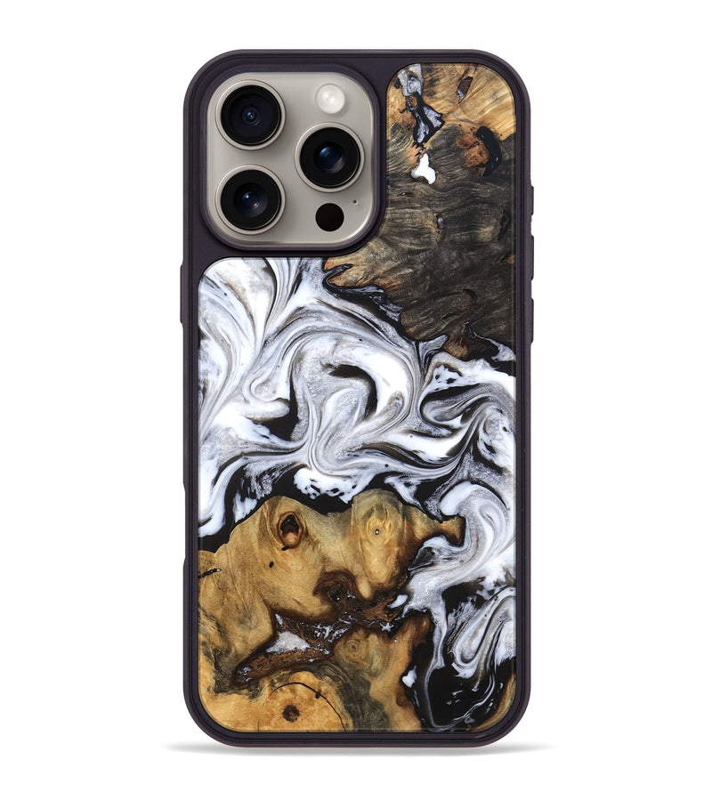 iPhone 16 Pro Max Wood Phone Case - Libbie (Black & White, 819364)