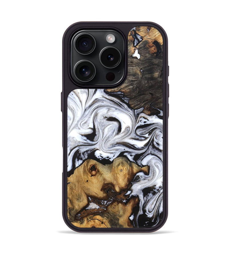 iPhone 16 Pro Wood Phone Case - Libbie (Black & White, 819364)