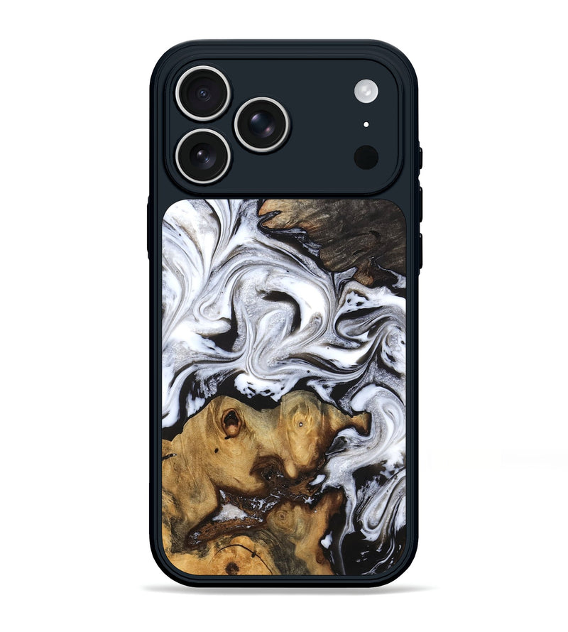 iPhone 17 Pro Max Wood Phone Case - Libbie (Black & White, 819364)