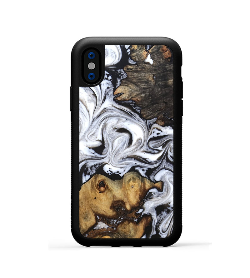 iPhone Xs Wood Phone Case - Libbie (Black & White, 819364)