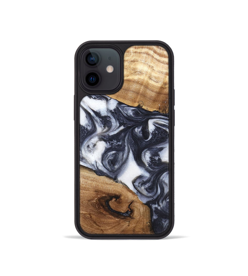 iPhone 12 mini Wood Phone Case - Anais (Black & White, 819365)