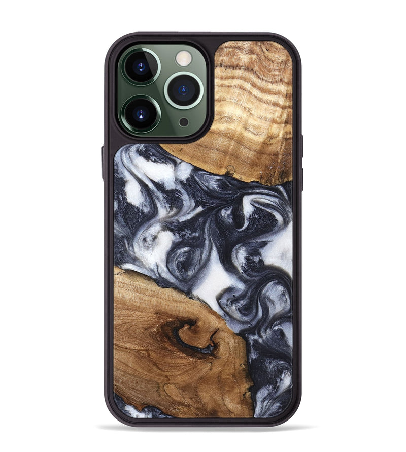 iPhone 13 Pro Max Wood Phone Case - Anais (Black & White, 819365)