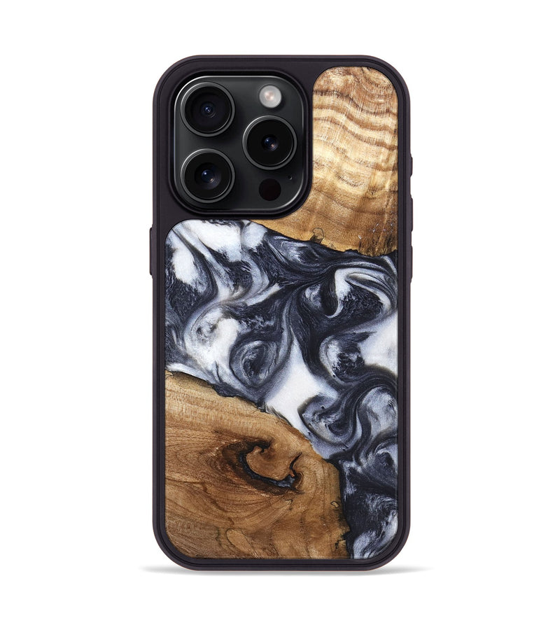 iPhone 15 Pro Wood Phone Case - Anais (Black & White, 819365)