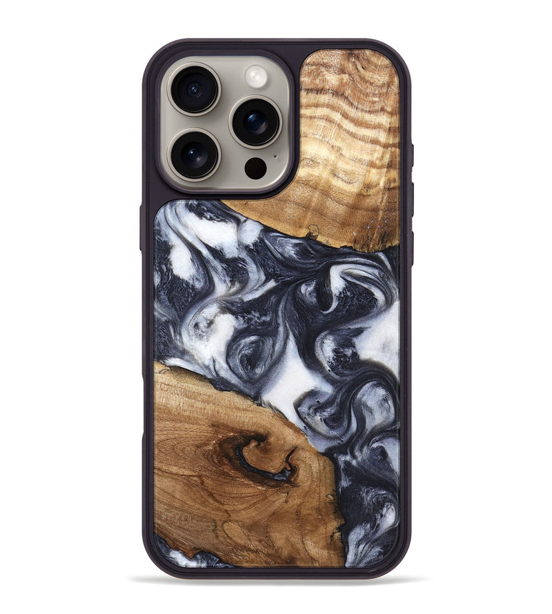 iPhone 16 Pro Max Wood Phone Case - Anais (Black & White, 819365)