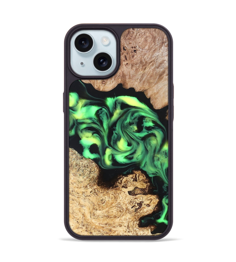 iPhone 15 Wood Phone Case - Burl (Neon, 819369)