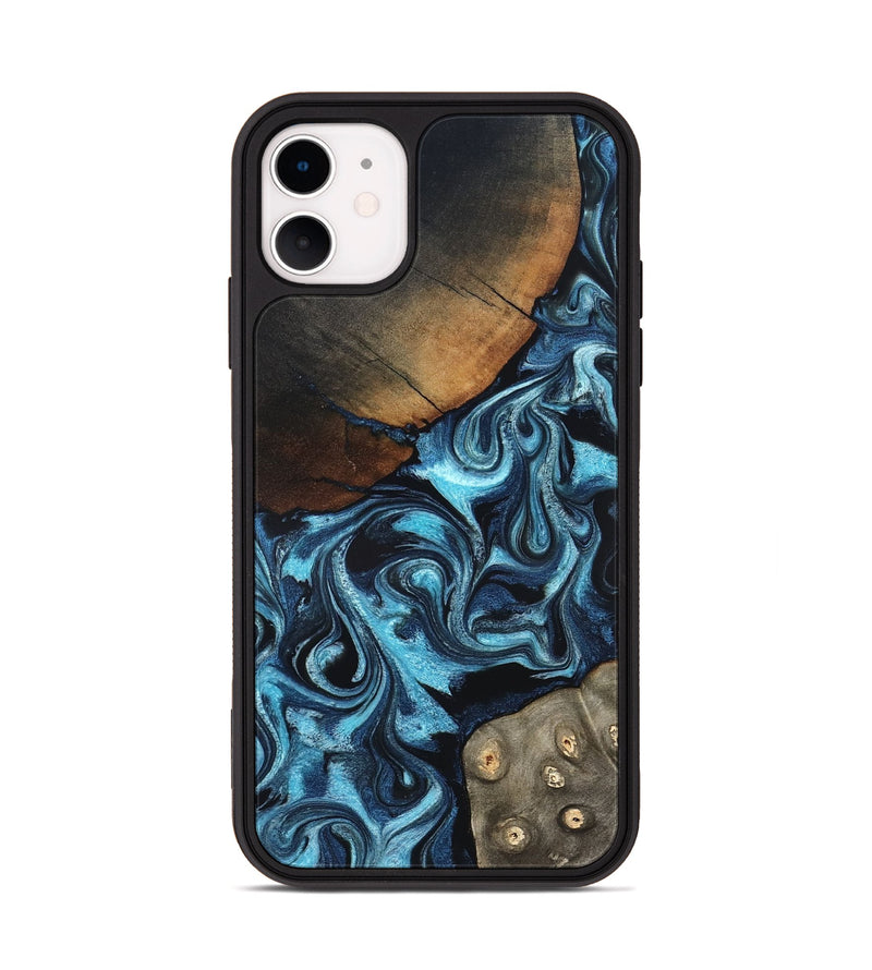 iPhone 11 Wood Phone Case - Semaj (Blue, 819386)
