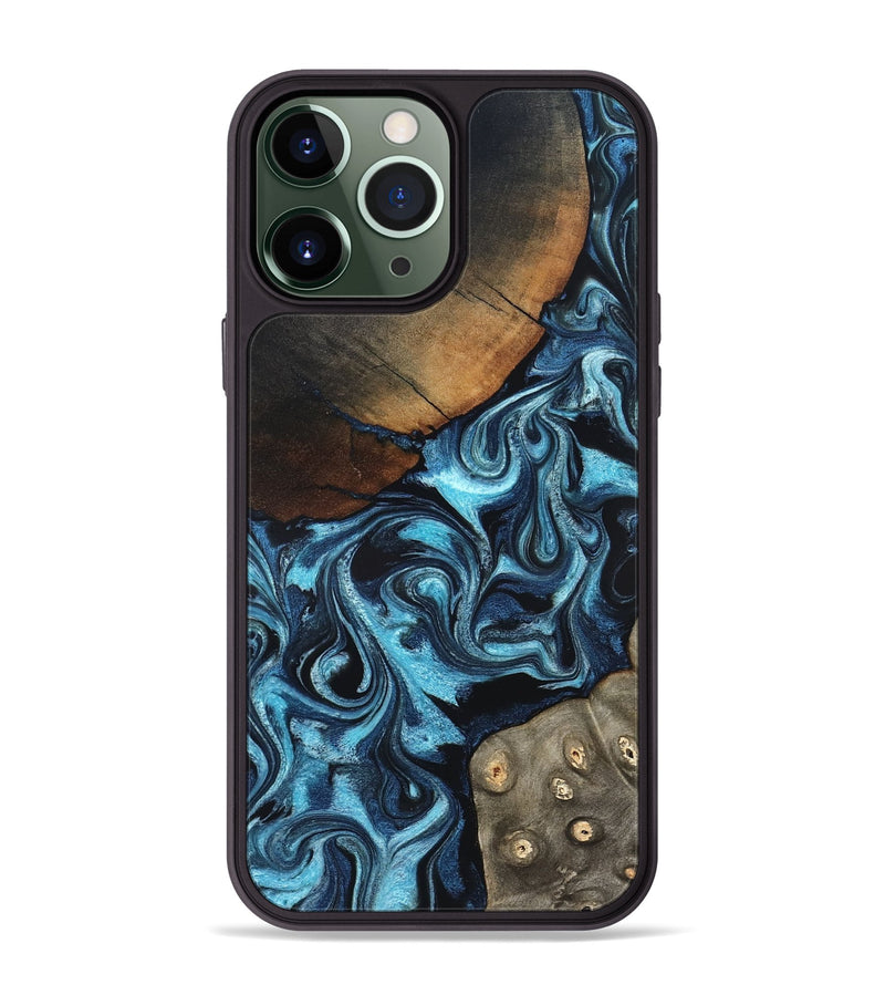 iPhone 13 Pro Max Wood Phone Case - Semaj (Blue, 819386)