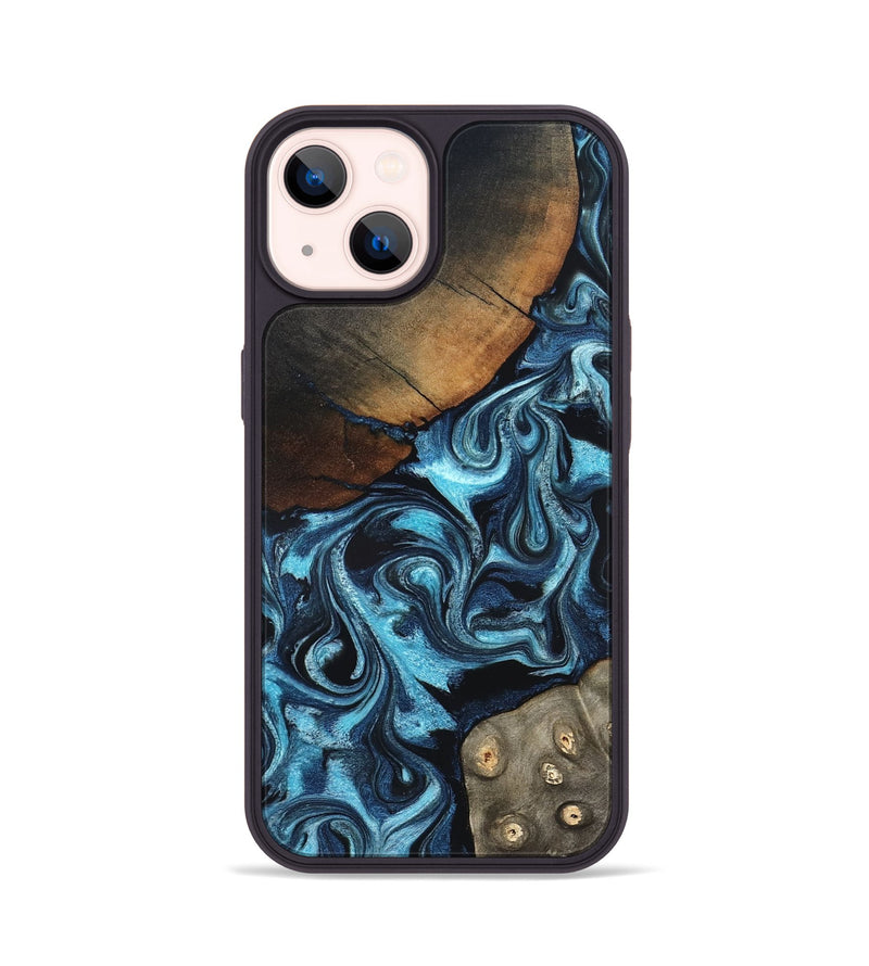 iPhone 14 Wood Phone Case - Semaj (Blue, 819386)