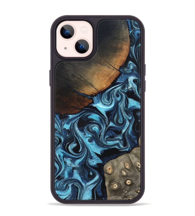 iPhone 14 Plus Wood Phone Case - Semaj (Blue, 819386)