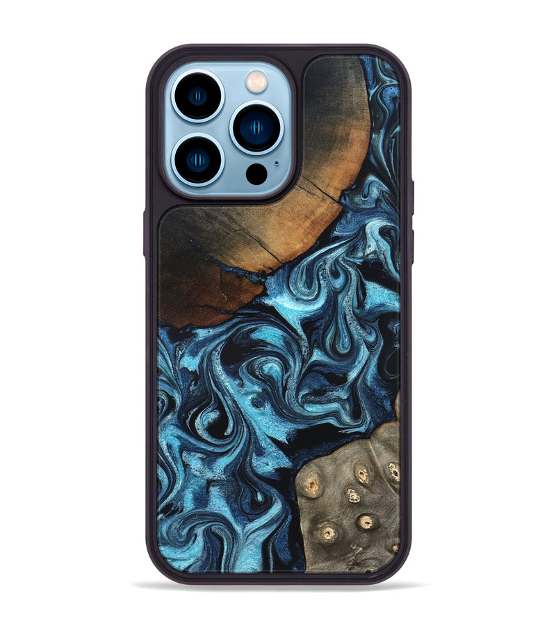iPhone 14 Pro Max Wood Phone Case - Semaj (Blue, 819386)