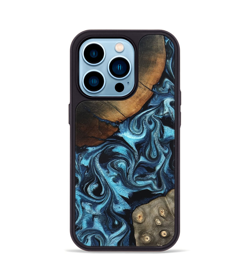 iPhone 14 Pro Wood Phone Case - Semaj (Blue, 819386)