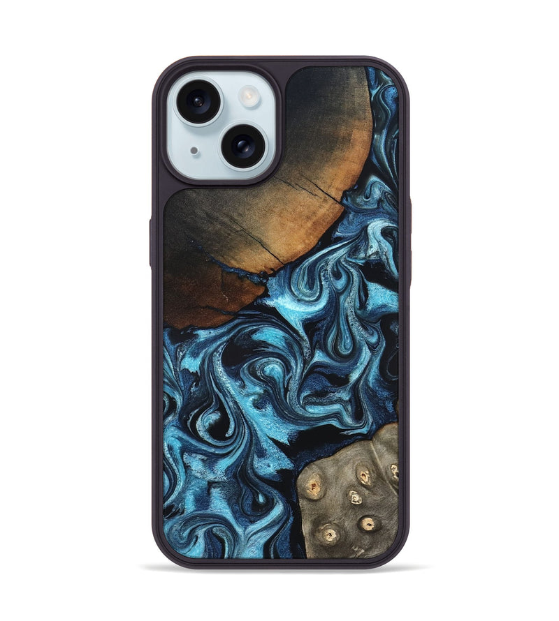 iPhone 15 Wood Phone Case - Semaj (Blue, 819386)