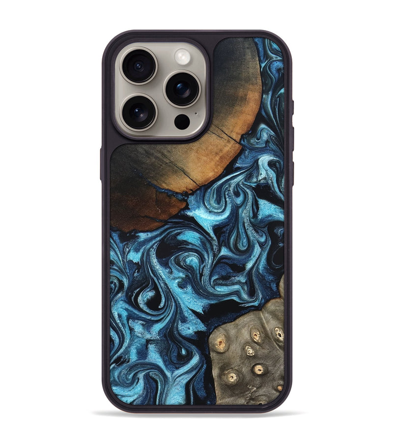 iPhone 15 Pro Max Wood Phone Case - Semaj (Blue, 819386)