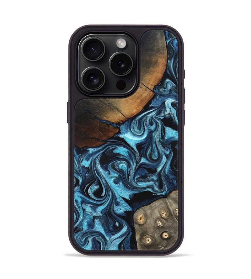 iPhone 15 Pro Wood Phone Case - Semaj (Blue, 819386)