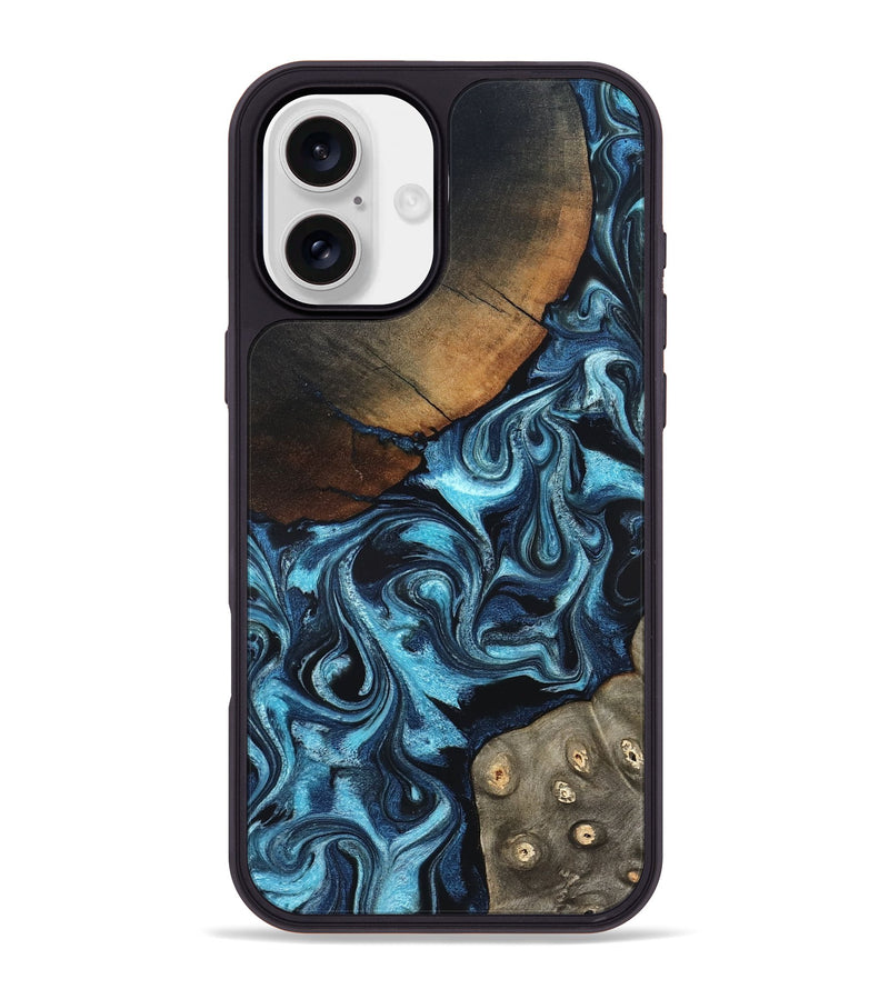 iPhone 16 Plus Wood Phone Case - Semaj (Blue, 819386)