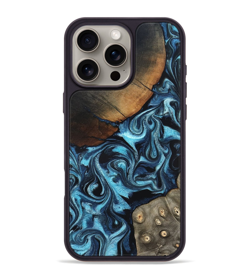 iPhone 16 Pro Max Wood Phone Case - Semaj (Blue, 819386)