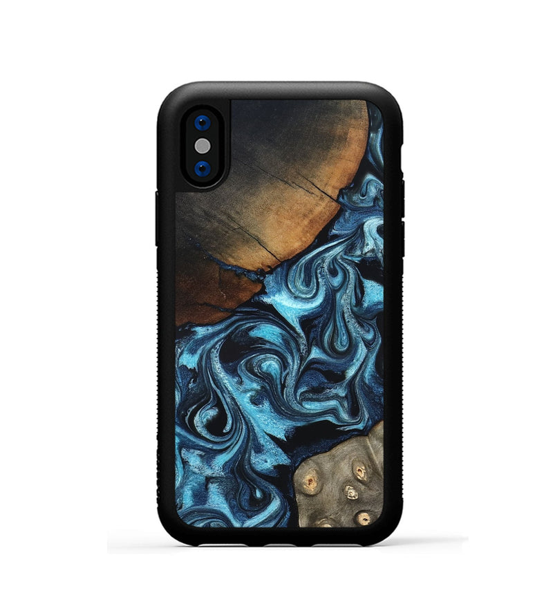 iPhone Xs Wood Phone Case - Semaj (Blue, 819386)