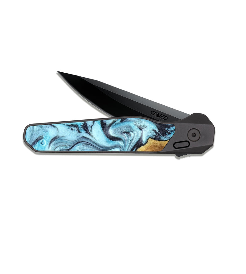 EDC Dark Slate Wood Pocket Knife - Lanny (Blue, 819387)