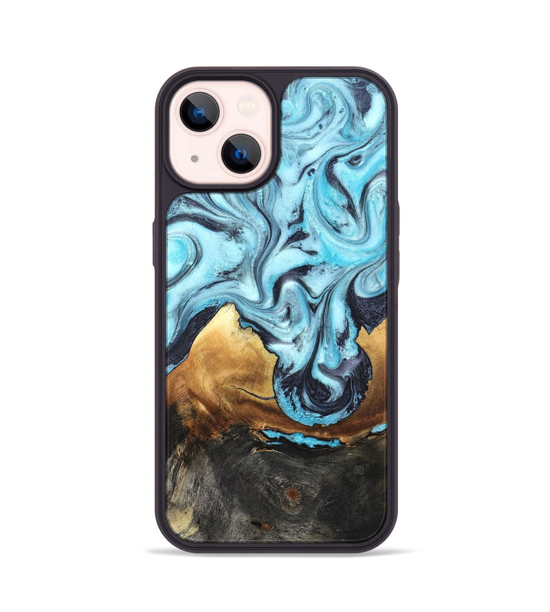 iPhone 14 Wood Phone Case - Lanny (Blue, 819387)