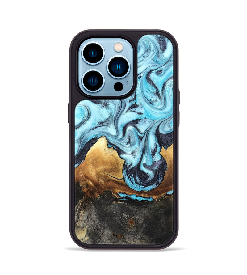 iPhone 14 Pro Wood Phone Case - Lanny (Blue, 819387)